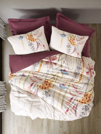 L'essentiel linge de maison Juego de funda de edredón Ranforce Claret Red